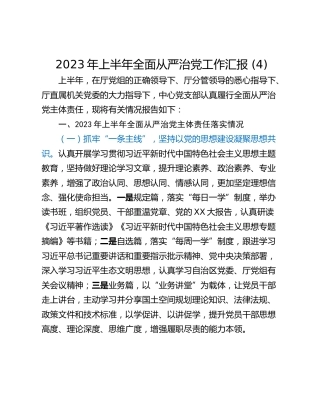 2023年上半年全面从严治党工作汇报 (4)