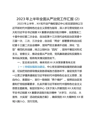 2023年上半年全面从严治党工作汇报 (2)