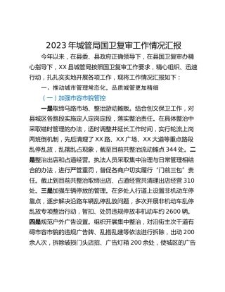 2023年城管局国卫复审工作情况汇报