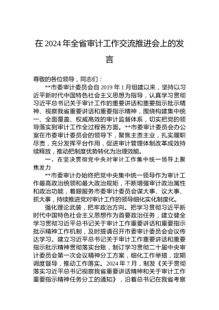在2024年全省审计工作交流推进会上的发言