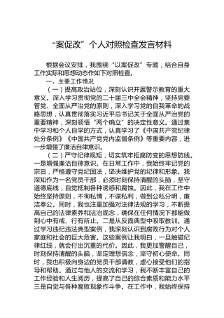 “案促改”个人对照检查发言材料