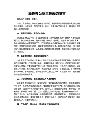 新任办公室主任表态发言