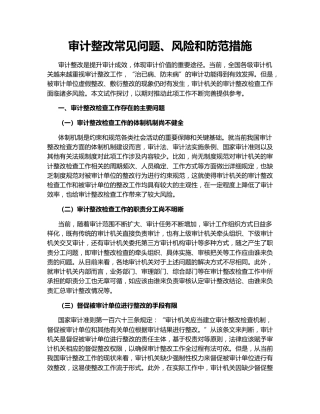 审计整改常见问题、风险和防范措施