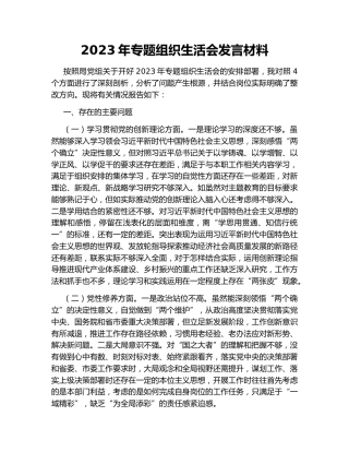 2023年专题组织生活会发言材料130141