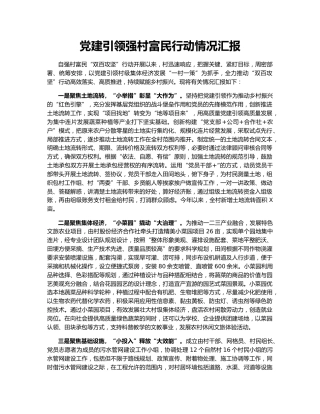 党建引领强村富民行动情况汇报