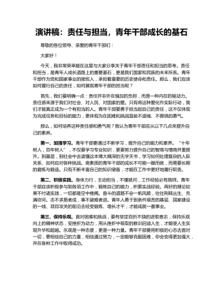 演讲稿：责任与担当，青年干部成长的基石