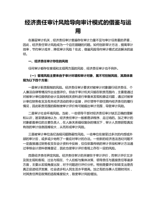 经济责任审计风险导向审计模式的借鉴与运用