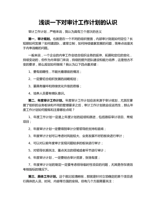浅谈一下对审计工作计划的认识
