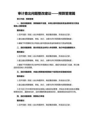 审计查出问题整改建议——预算管理篇
