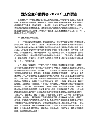 县安全生产委员会2024年工作要点
