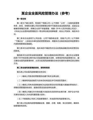 某企业全面风险管理办法（参考）