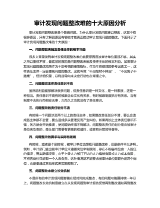 审计发现问题整改难的十大原因分析