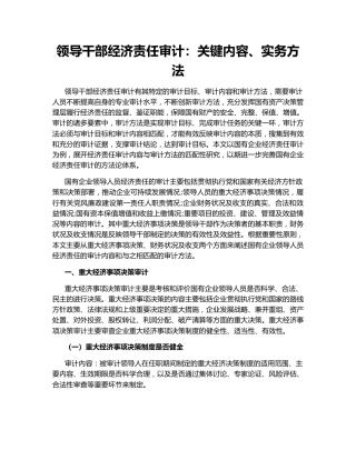 领导干部经济责任审计：关键内容、实务方法