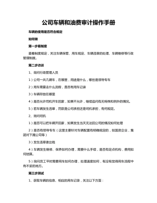 公司车辆和油费审计操作手册