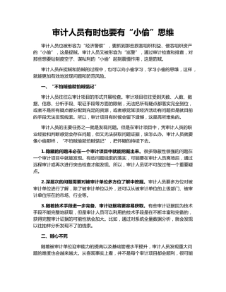 审计人员有时也要有“小偷”思维