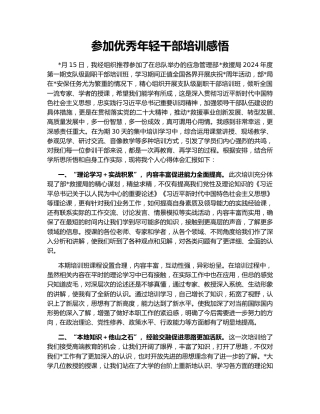 参加优秀年轻干部培训感悟