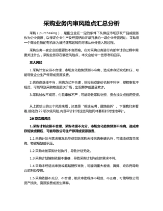 采购业务内审风险点汇总分析