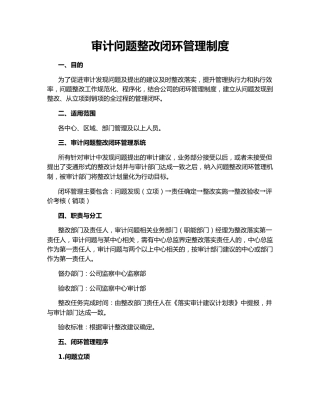 审计问题整改闭环管理制度