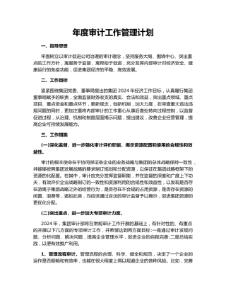 年度审计工作管理计划