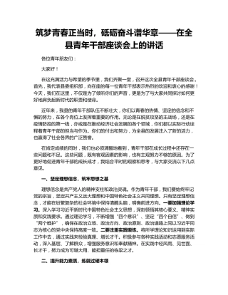 筑梦青春正当时，砥砺奋斗谱华章——在全县青年干部座谈会上的讲话