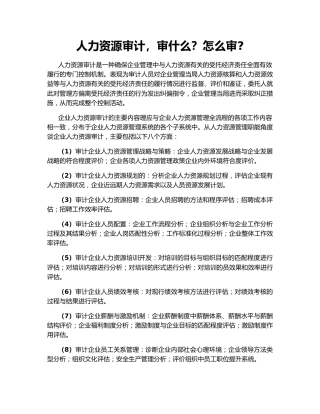 人力资源审计，审什么？怎么审