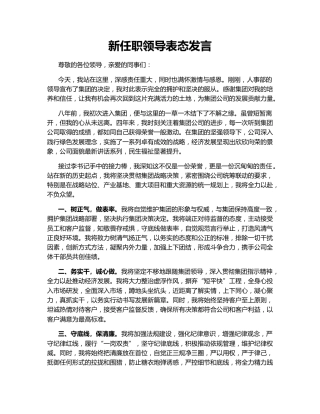 新任职领导表态发言