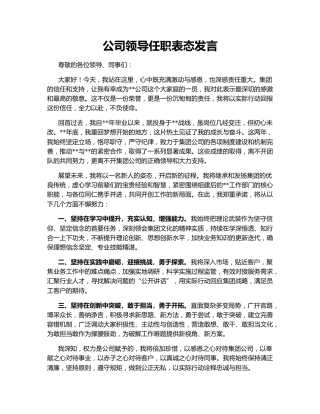公司领导任职表态发言