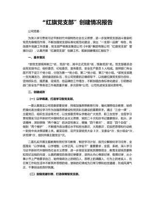 “红旗党支部”创建情况报告