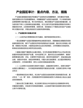 产业园区审计：重点内容、方法、措施
