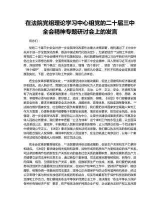 在法院党组理论学习中心组党的二十届三中全会精神专题研讨会上的发言