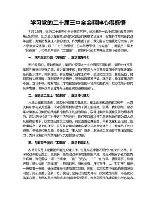 学习党的二十届三中全会精神心得感悟143794