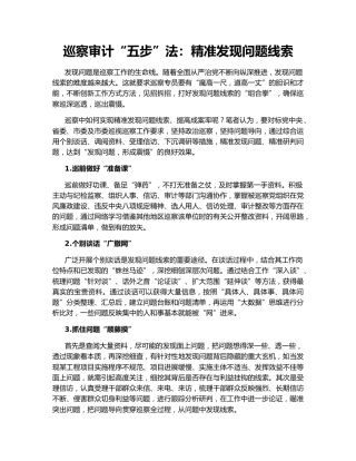 巡察审计“五步”法：精准发现问题线索