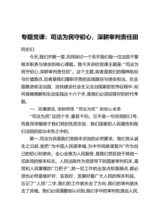 专题党课：司法为民守初心，深耕审判责任田（1）