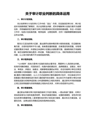 关于审计职业判断的具体运用