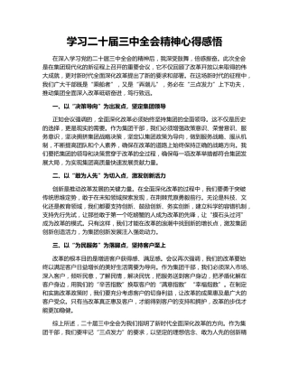 学习二十届三中全会精神心得感悟144044