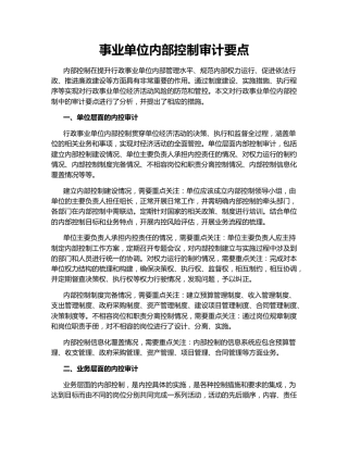 事业单位内部控制审计要点