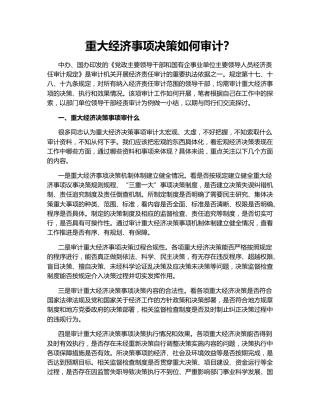 重大经济事项决策如何审计？
