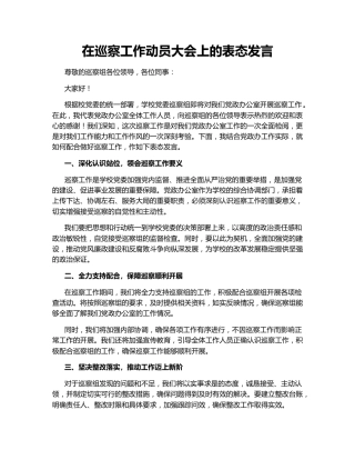 在巡察工作动员大会上的表态发言