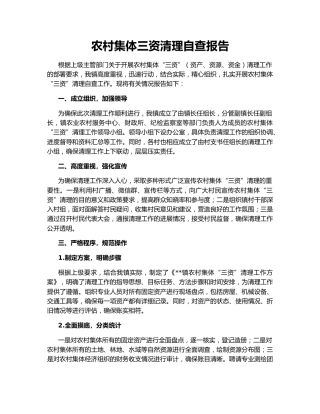 农村集体三资清理自查报告