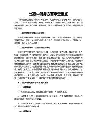 巡察中财务方面审查重点