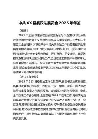 中共XX县委政法委员会2025年年鉴