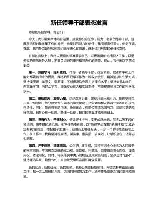 新任领导干部表态发言138939