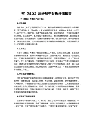 村（社区）班子届中分析评估报告