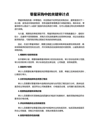 零星采购中的关键审计点