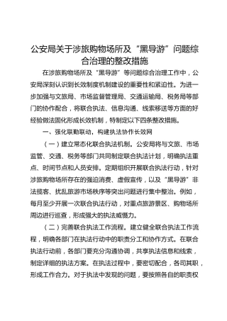 公安局关于涉旅购物场所及“黑导游”问题综合治理的整改措施