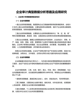 企业审计典型数据分析思路及应用研究