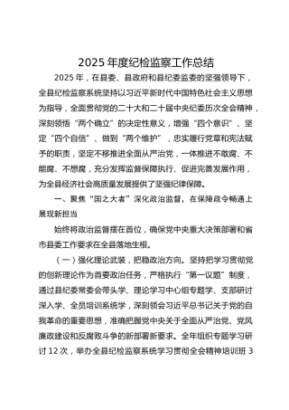 2025年度纪检监察工作总结