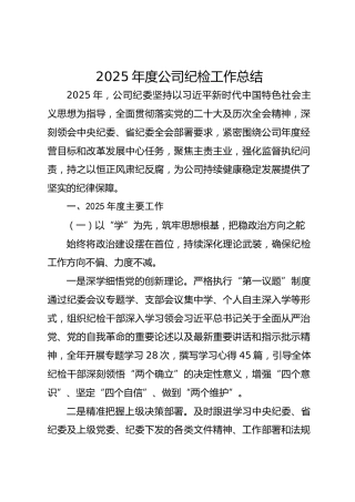 2025年度公司纪检工作总结