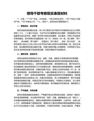 领导干部考察现实表现材料