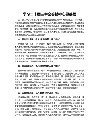 学习二十届三中全会精神心得感悟145582